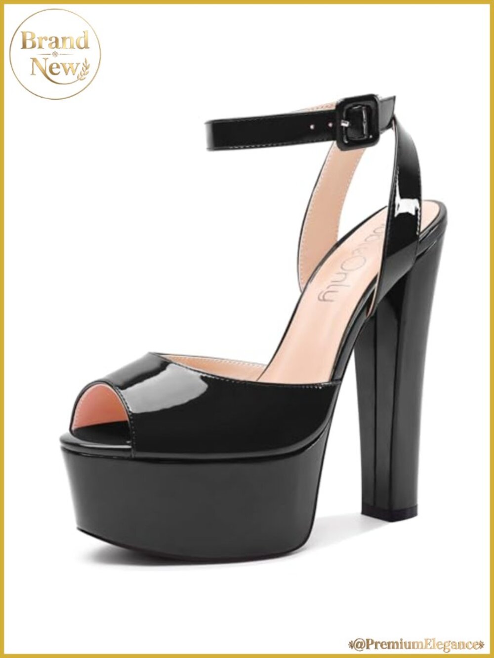 Womens Peep Toe Ankle Strap Sandals 5.9 Inch High Block Platform Heel
